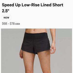 Lululemon speed up black shorts size 4